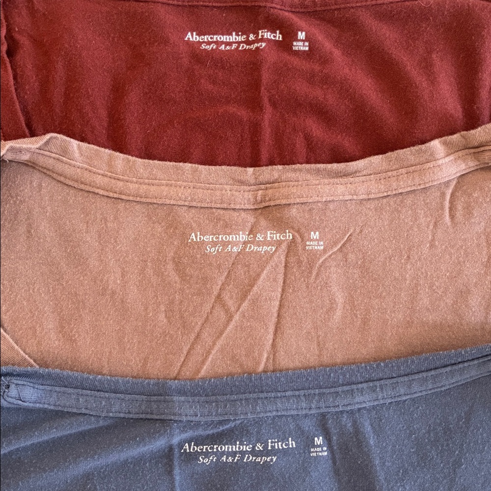 THREE Abercrombie Soft and Drapey V-Neck Tees